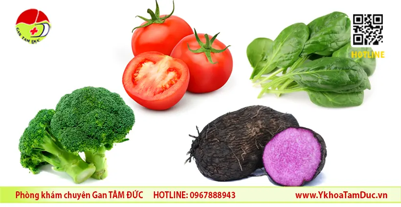 8 chỉ số viêm gan B quan trọng người bệnh viêm gan B cần biết 7 Cà chua - Bông cải xanh - Rau bina - Khoai mỡ tốt cho gan