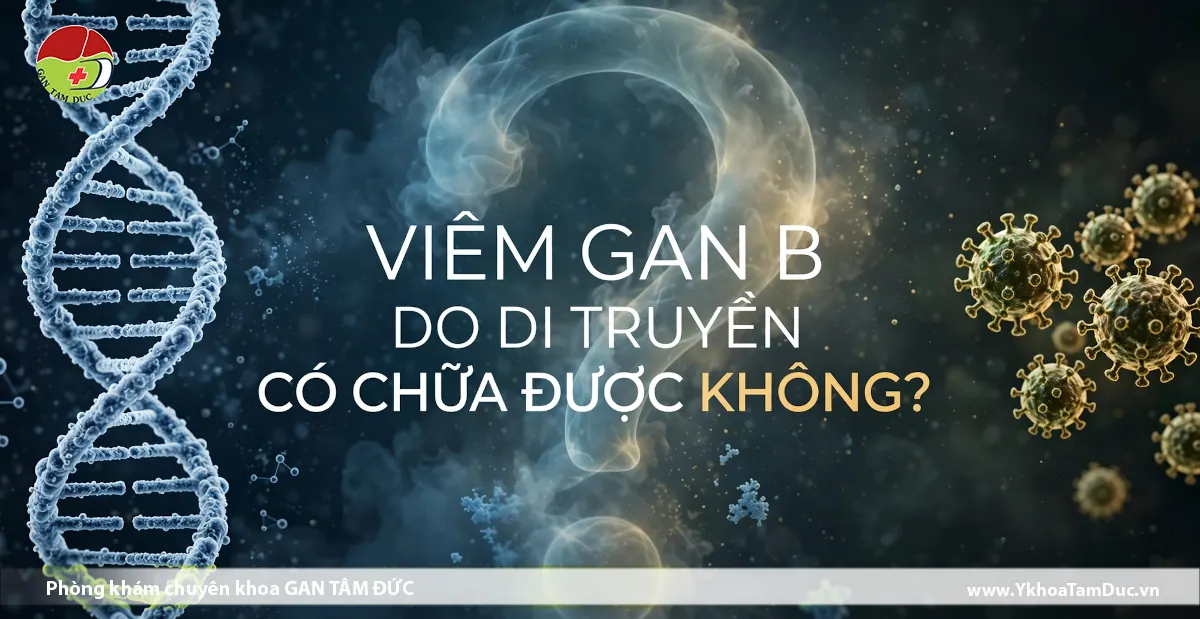 Infographic đặt câu hỏi viêm gan B có di truyền và có chữa được không, kèm hình minh họa ADN và virus