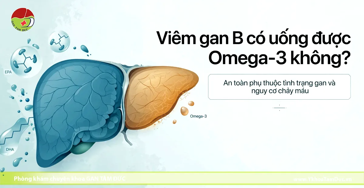 Viêm gan B có uống được Omega-3 không? 1 Sơ đồ minh họa tương tác của Omega-3 EPA DHA lên lá gan người bị viêm gan B và cảnh báo an toàn về nguy cơ chảy máu